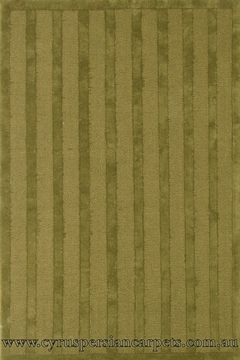 Asif Wool Striped Rug 8303 Green - Click Image to Close