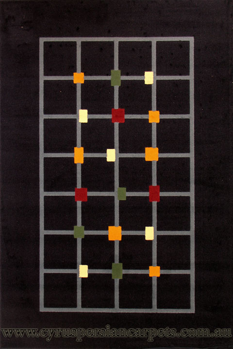 Indigo Modern Square Pattern Rug 501-417B - Click Image to Close