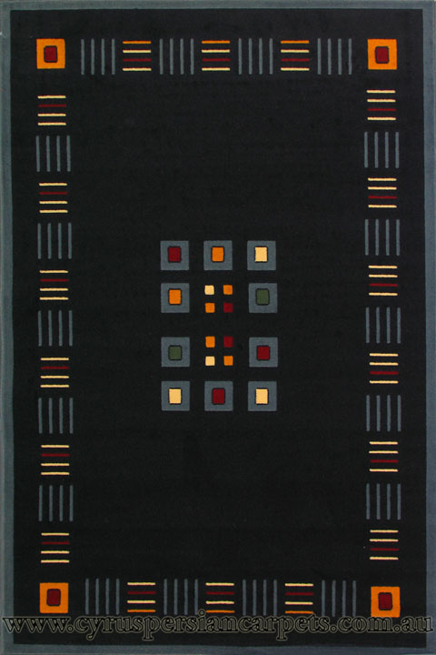 Indigo Modern Square Pattern Rug 640-417B - Click Image to Close