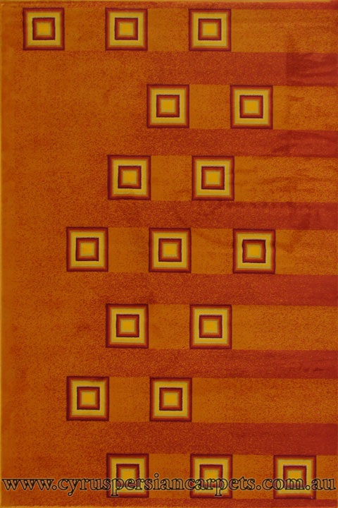 Istiklal Modern Square Pattern Rug 1017A-Orange-Terra - Click Image to Close