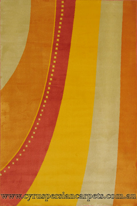 Yadigar Modern Striped Rug 1076A-Ivory-Orange - Click Image to Close