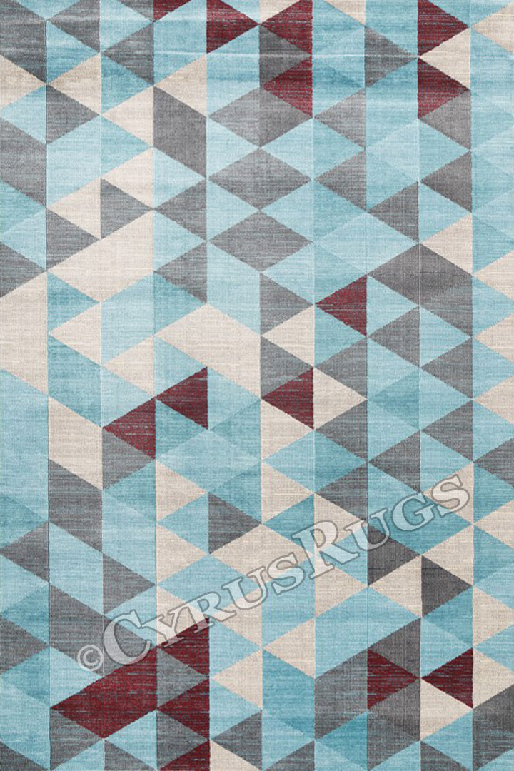 Splendor Contemporary Geometric Rugs 4010 Turquoise - Click Image to Close
