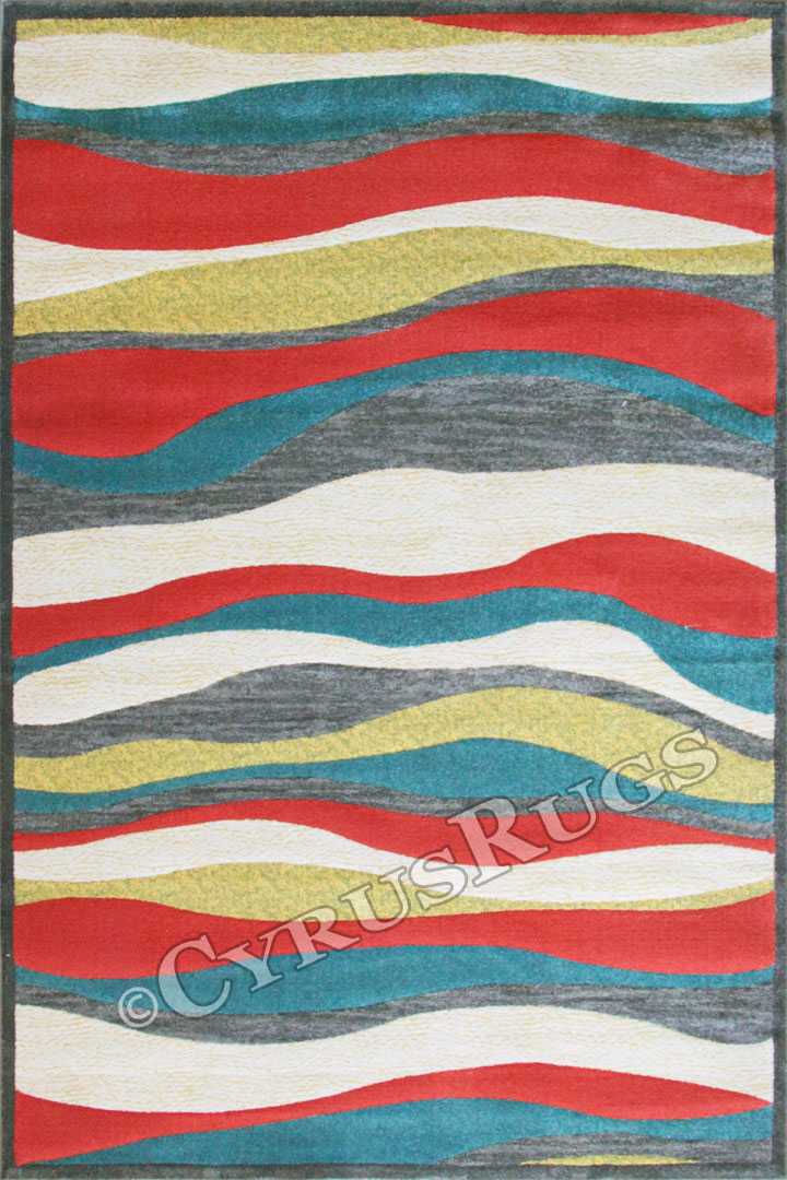 Autumn Contemporary Wavy Rug 0V006 Coral D Grey - Click Image to Close