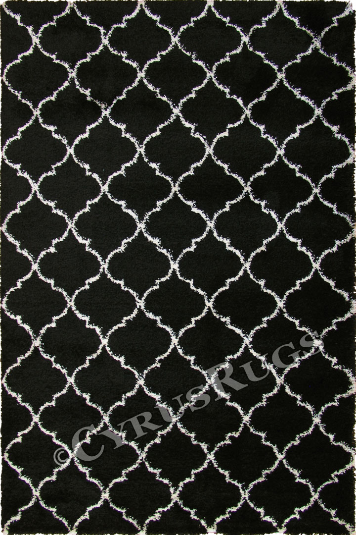 Desert Contemporary Trellis Rugs 6359 Black Cream - Click Image to Close