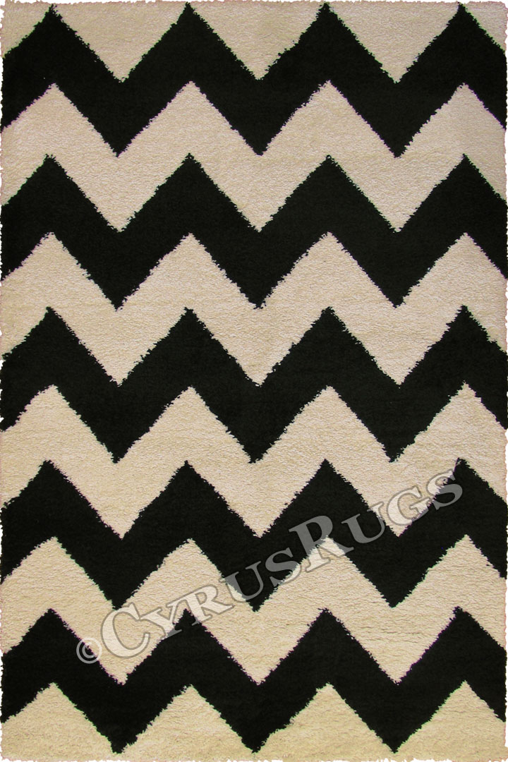 Desert Contemporary Chevron Rugs 5191 Cream Black - Click Image to Close