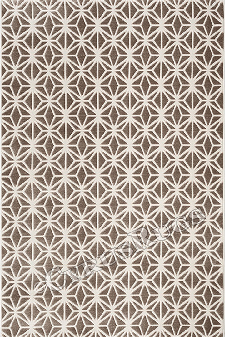 Federico Contemporary Geometric Rugs 2050 Beige White - Click Image to Close