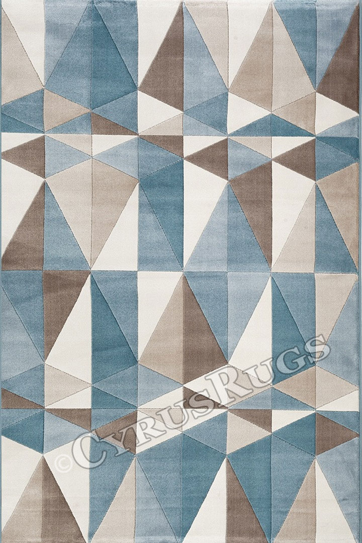 Federico Contemporary Abstract Rugs 2041 White D. Blue - Click Image to Close