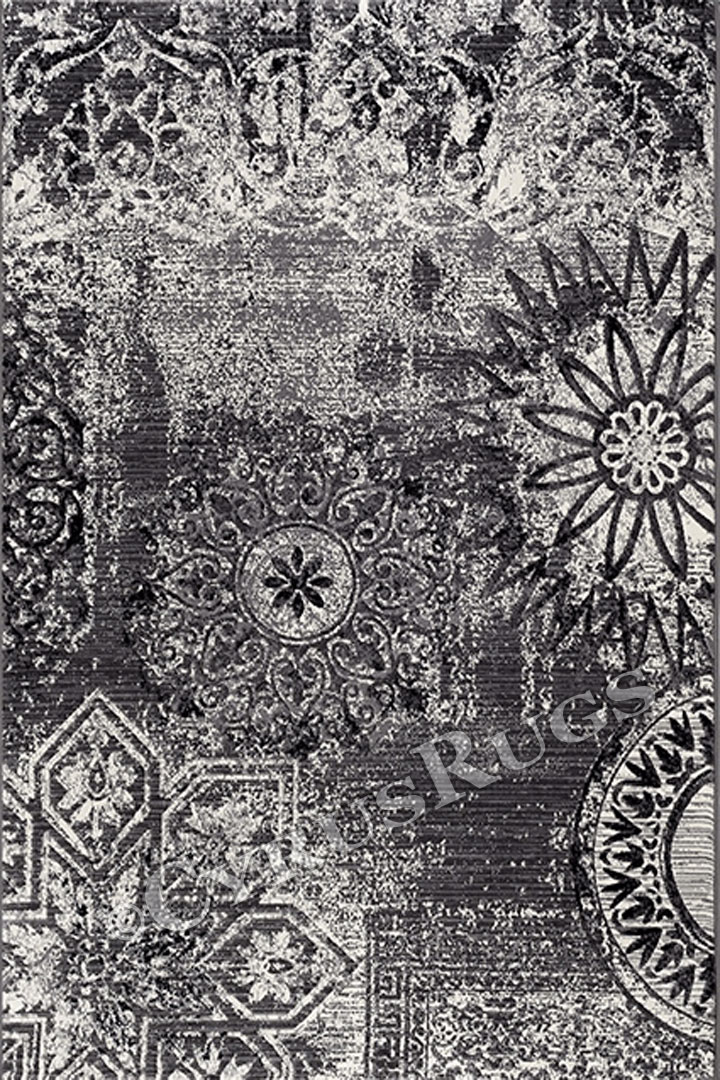 Federico Contemporary Abstract Rugs 2061 D.Grey White - Click Image to Close