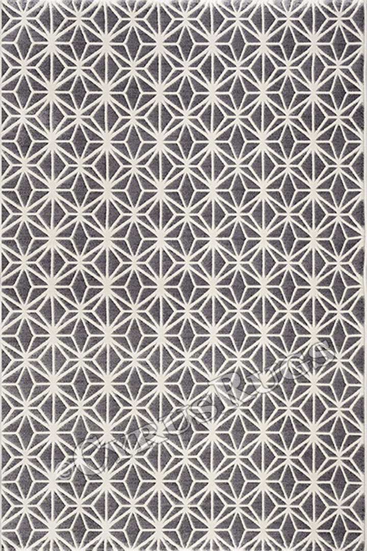 Federico Contemporary Geometric Rugs 2051 L. Grey White - Click Image to Close