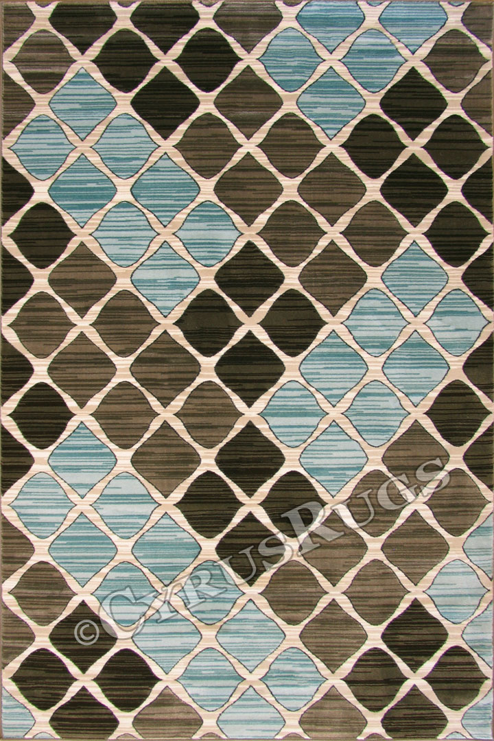 Grazia Contemporary Abstract Rug 4990A/Brown-L.Blue - Click Image to Close