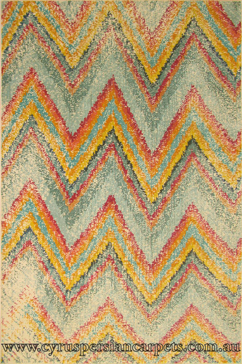 Kaleidoscope Contemporary Chevron Rug A243A Ocean Blue Bone - Click Image to Close