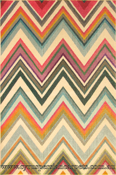Kaleidoscope Contemporary Chevron Rug A243B White Cream - Click Image to Close