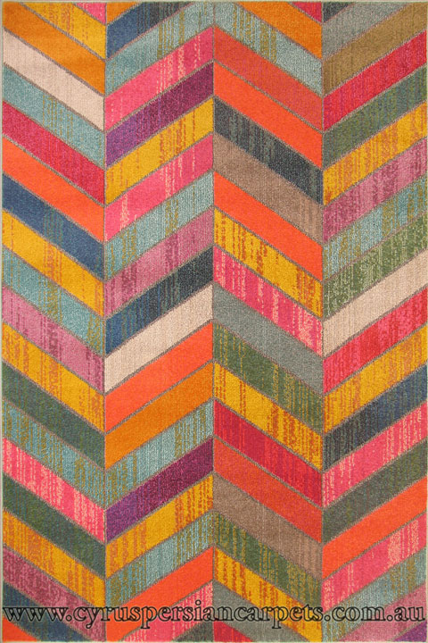 Kaleidoscope Contemporary Chevron Rug B046C Multi Color - Click Image to Close