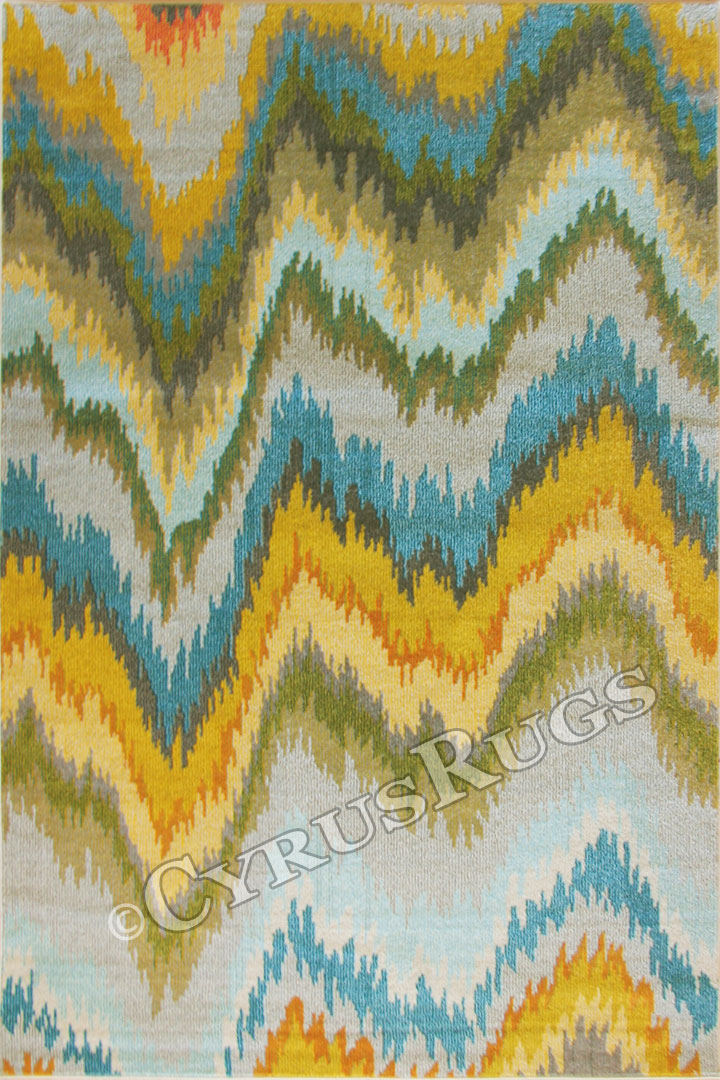 Kaleidoscope Chevron Stripe Rug B645A Ocean Blue Turkuaz - Click Image to Close