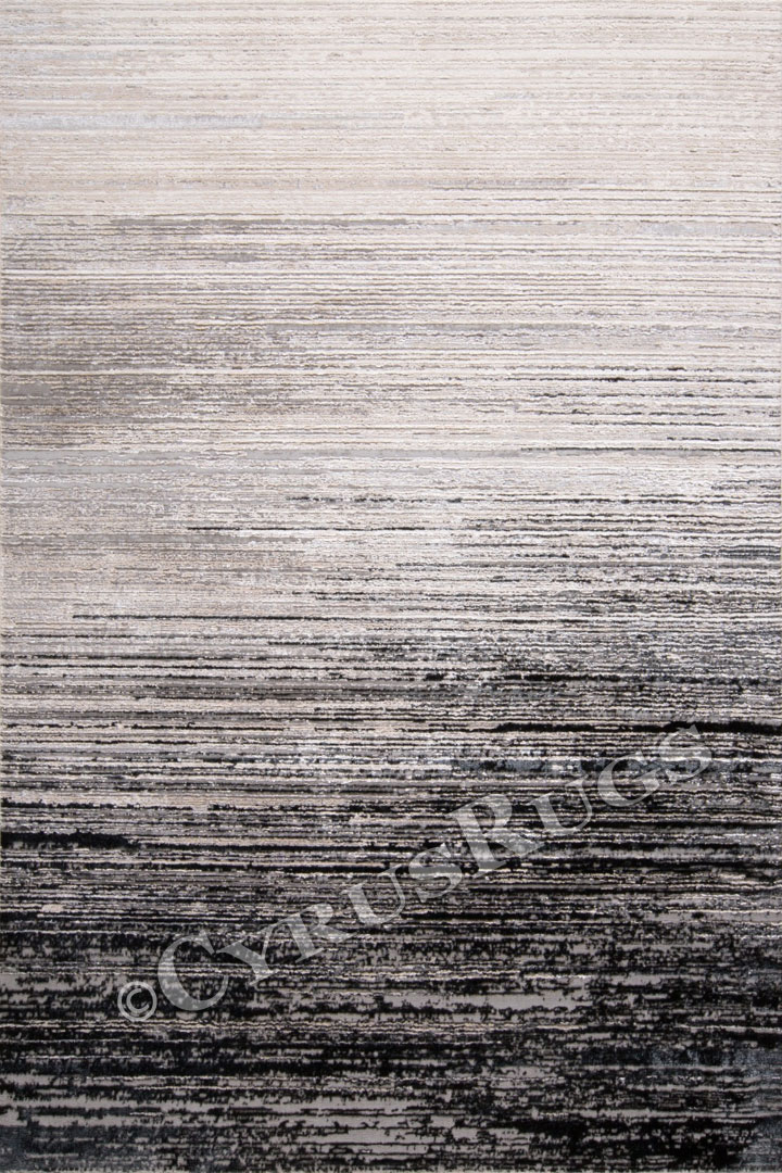 Metallic Contemporary Striped Rugs 3337F Black D. Grey - Click Image to Close