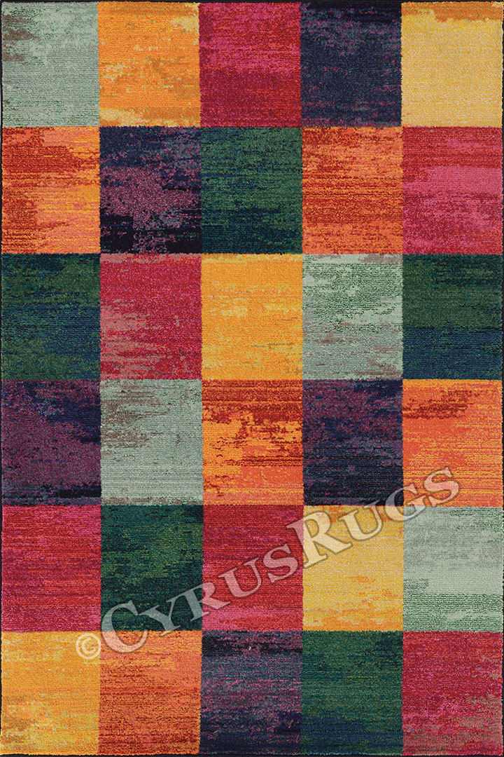 Montezuma Contemporary Square Pattern Rugs 566C - Click Image to Close