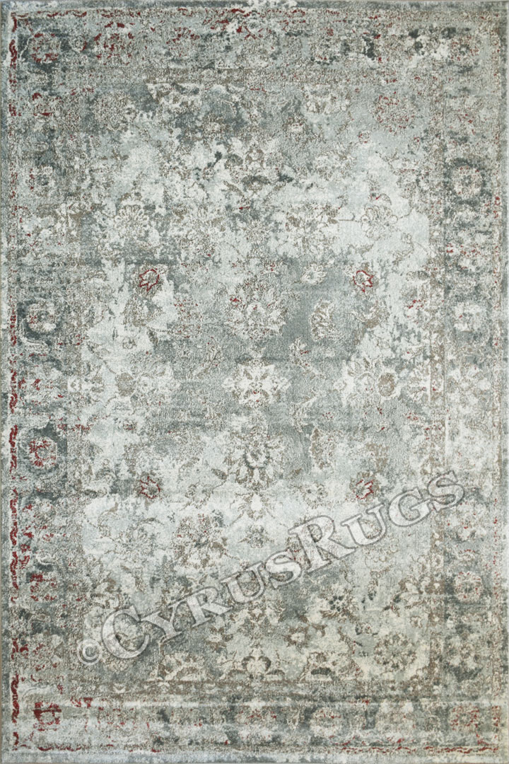 Morocco Floral Rugs AU1300 Cotton Silver LI - Click Image to Close