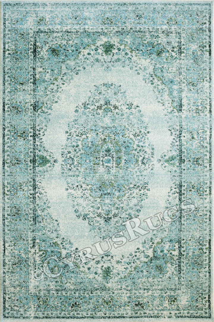 Morocco Medallion Rugs 0W06200 Cotton Aqua LJ - Click Image to Close