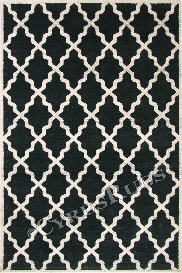 Morocco Trellis Rugs MG103 Charcoal Cotton LI - Click Image to Close