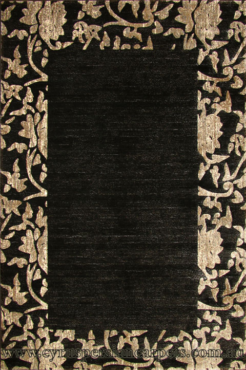 Alpi Contemporary Border Rug 9447B Black - Click Image to Close