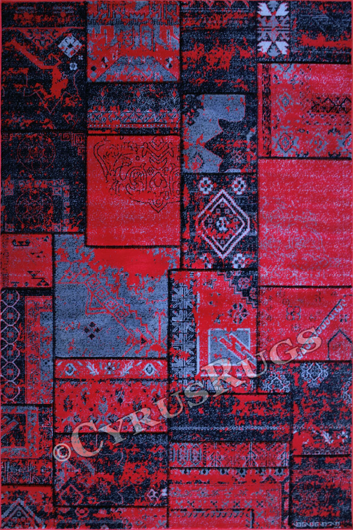 Patchworks Contemporary Abstract Rug 2673 Red - Click Image to Close