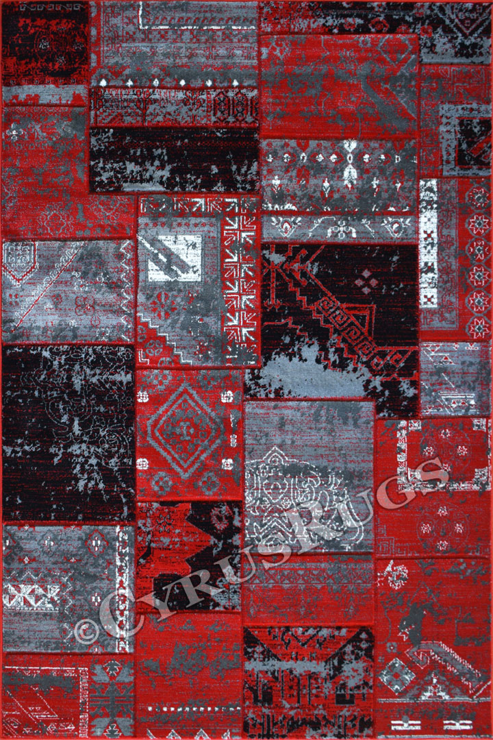 Patchworks Contemporary Abstract Rug 2676 Red - Click Image to Close
