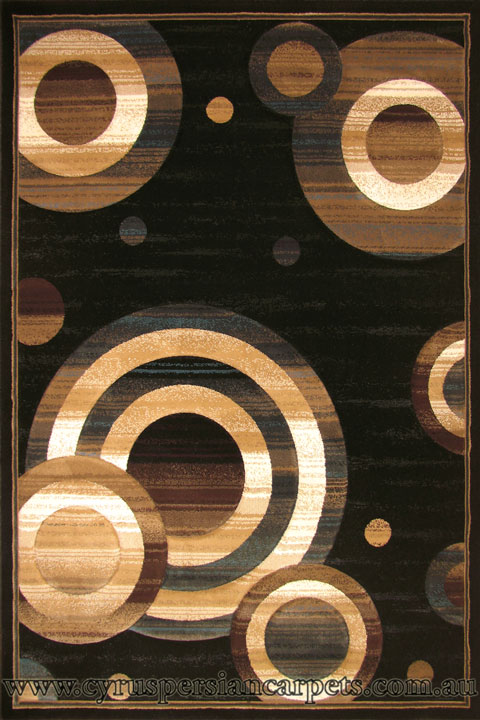 Pisa Contemporary Circle Design Rug 4327A Black - Click Image to Close