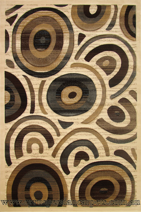 Pisa Contemporary Circle Design Rug 4334A White - Click Image to Close