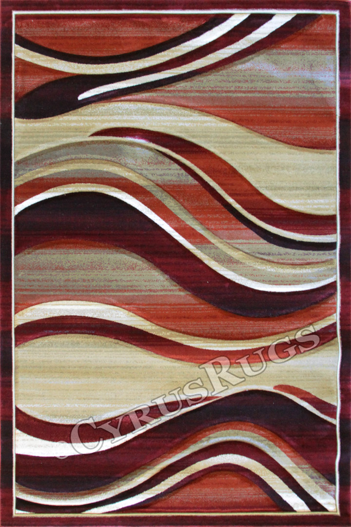 Pisa Contemporary Wavy Rug 4333A Red - Click Image to Close