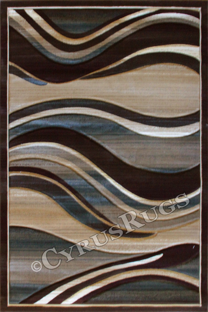 Pisa Contemporary Wavy Rug 4333A Dark Brown - Click Image to Close