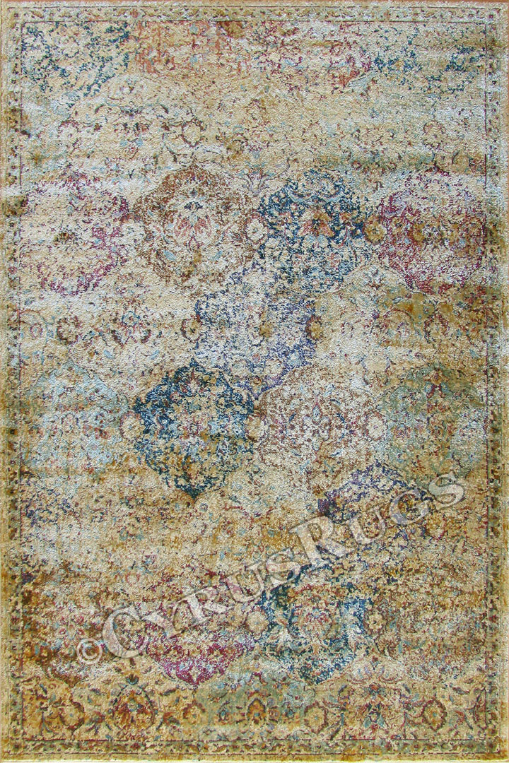 Preziosa Contemporary Floral Distressed Rug 20J - Click Image to Close