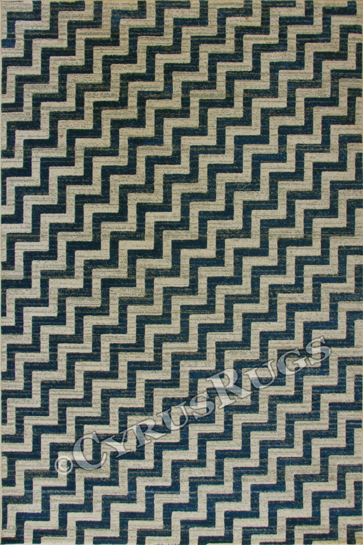 Rizzy Chevron Rug 3605F Cotton NBlue EU - Click Image to Close