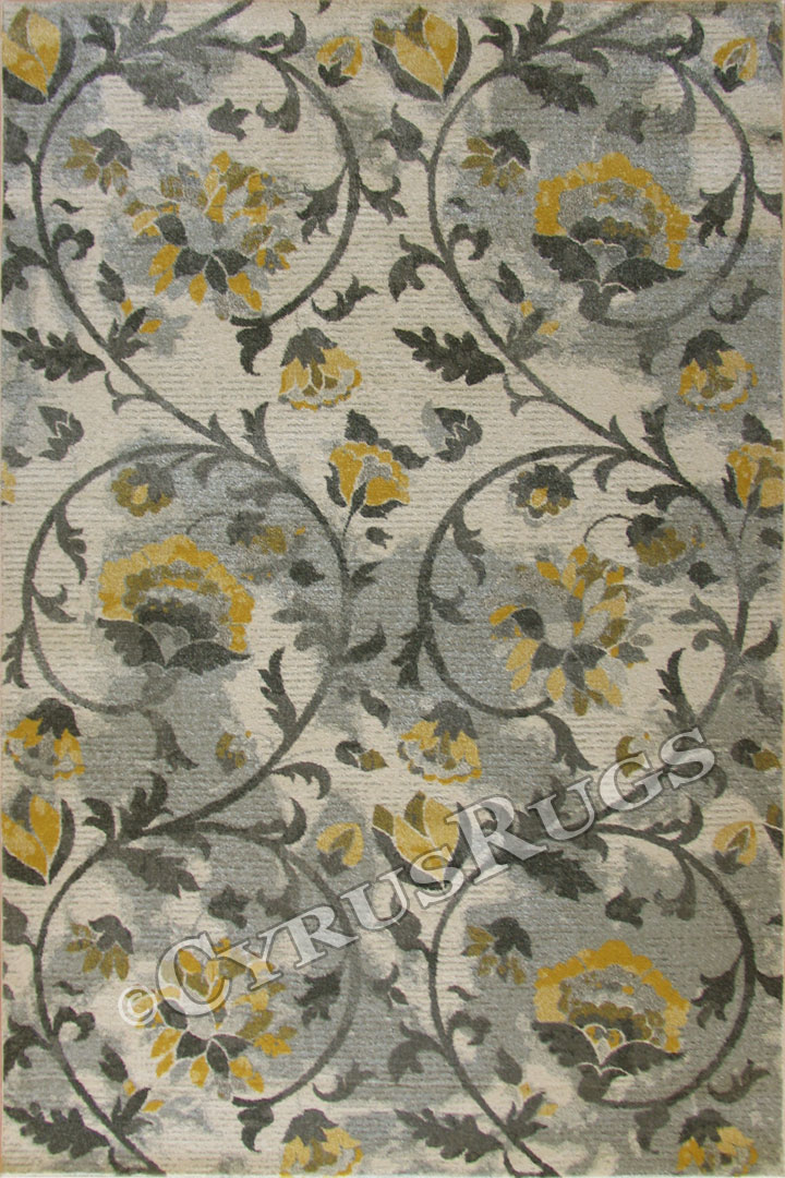 Rizzy Contemporary Floral Rug 3479F Cotton Silver - Click Image to Close