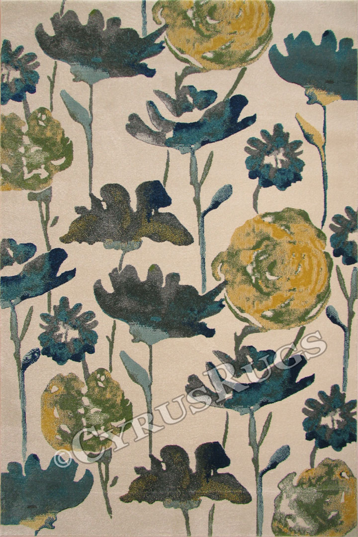 Rizzy Contemporary Floral Rug 3603F Cotton Yellow - Click Image to Close