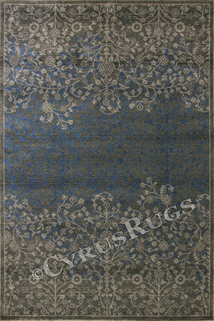 Rizzy Contemporary Floral Rug BF071 Dark Grey Night Blue - Click Image to Close