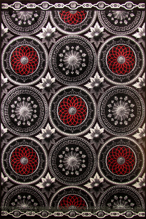 Romeo Contemporary Circle Design Rug 9708D Black - Click Image to Close