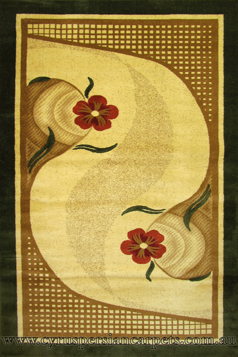 Rose Floral Rug 1767A Dark Green - Click Image to Close