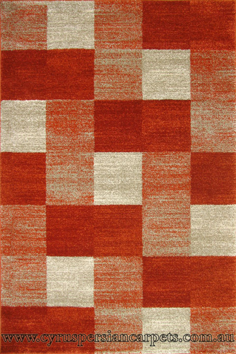 Tricolour Square Pattern Rug 8412A L. Terra D. Terra - Click Image to Close