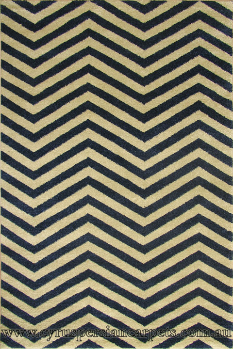 Tricolour Chevron Rug 8494A White D. Blue - Click Image to Close