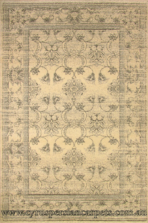Tricolour Contemporary Floral Rug 8769A White L. Grey - Click Image to Close