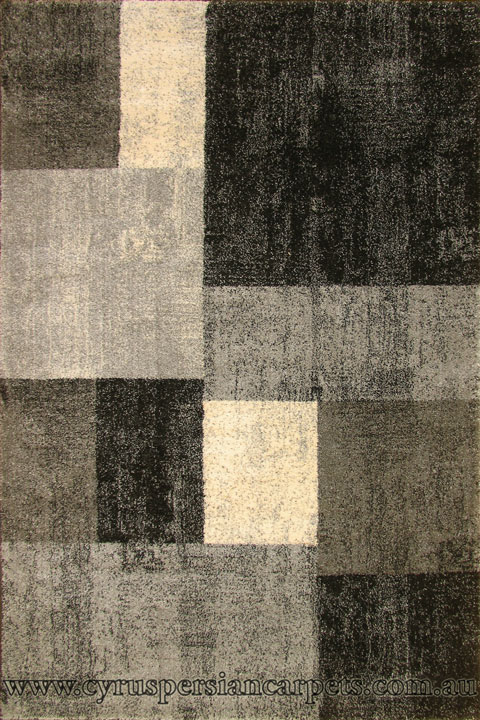 Tricolor Contemporary Square Pattern Rug 8961 Grey Fume - Click Image to Close
