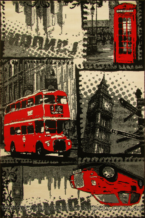 UK London City British Rug 8908A L. Beige Black - Click Image to Close