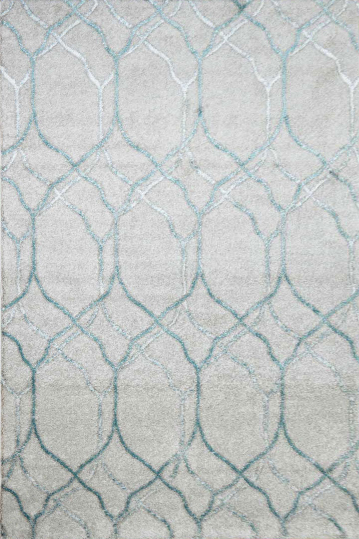 Ultimate Contemporary Trellis Rugs 2773A F.Cream P.Turkuaz - Click Image to Close