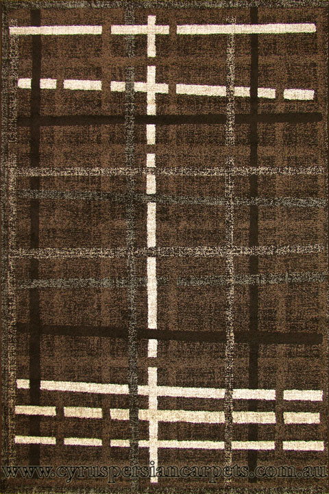 Ayers Rock Contemporary Stripe Rug 06370B Y. Kahve Kahve - Click Image to Close