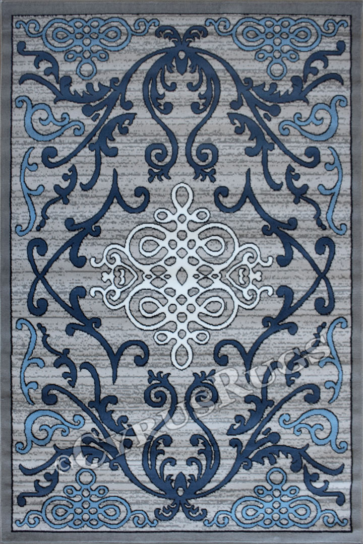 America Medallion Rugs 1587A D. Blue D. Grey - Click Image to Close