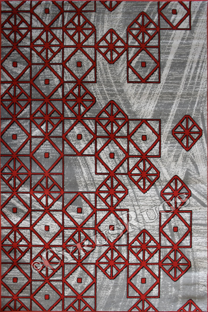 America Abstract Rugs 1594A Red D. Grey - Click Image to Close