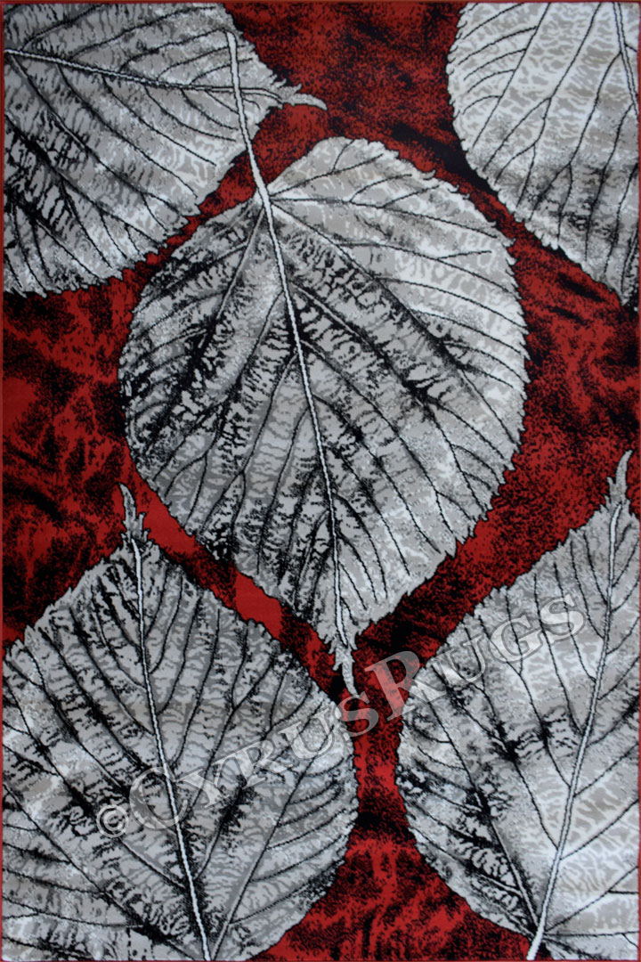 America Leaf Pattern Rugs G024A Red Red - Click Image to Close