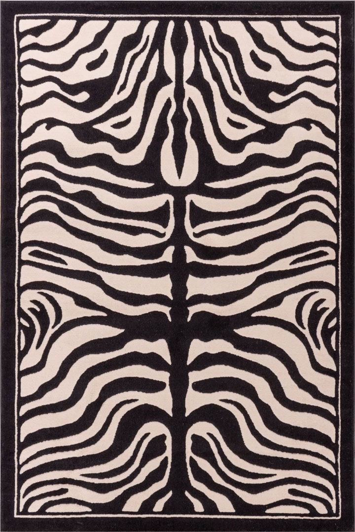 America Zebra Pattern Rugs 1802A Black Black - Click Image to Close