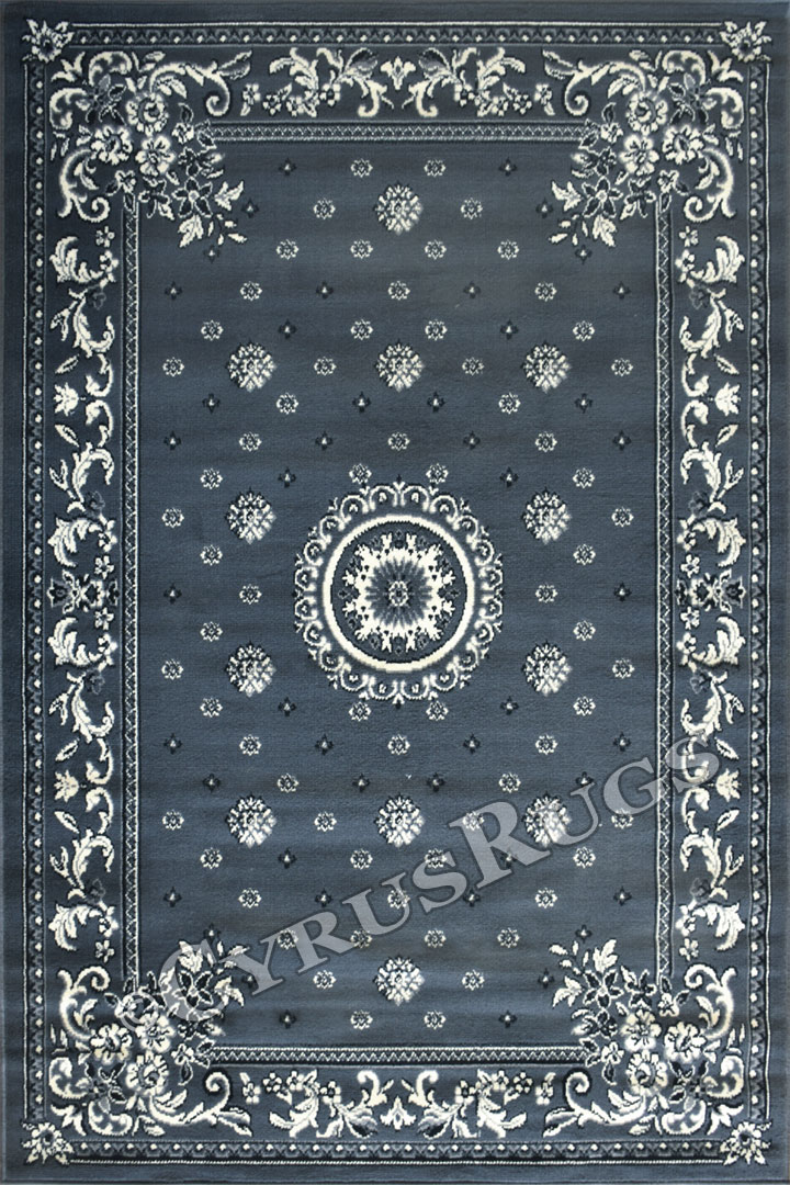 Bello Traditional Medallion Rugs 1619V D. Grey - Click Image to Close