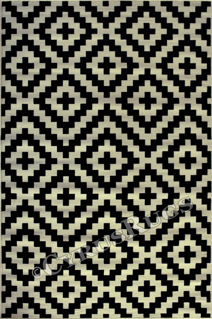 Bello Modern Geometric Rugs 61280 Black - Click Image to Close